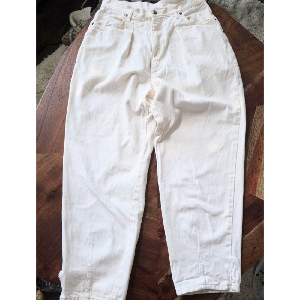 Women's Gitano 80S 90S EASY FIT Pleaded‎ Linen High Rise White Pants Size 18P